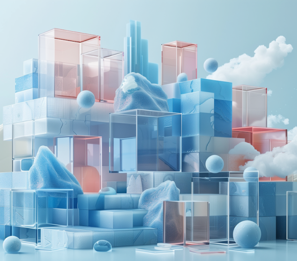 Surreal cityscape art representing AI and technology